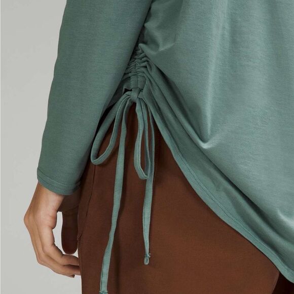 Lululemon Pima Cotton Side-Cinch Long Sleeve Tidewater Teal 10 NWT - Picture 4 of 9